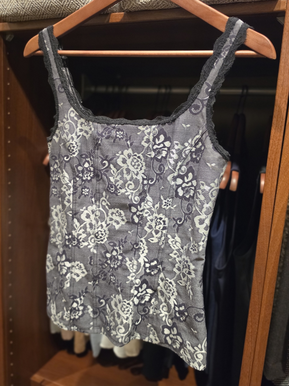 White House Black Market Lace-Print Camisole Tank Top
